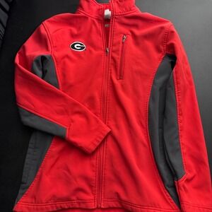 Knights Apparel Georgia Bulldogs Jacket Mens Small‎ Red Gray Softshell Zip Up